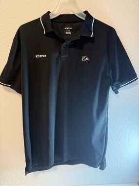 Philadelphia Flyers Official CCM Men's Black Polo Shirt Size Medium